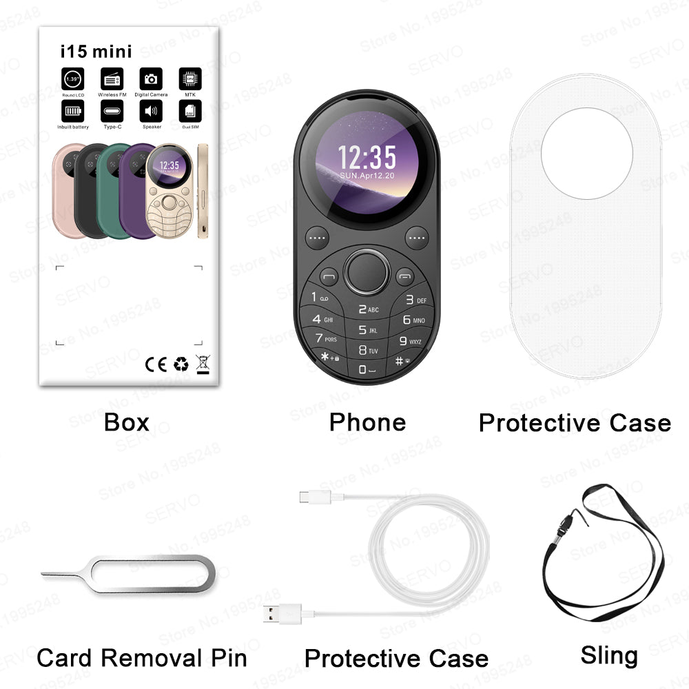SERVO i15 Mini Dual SIM Miniature Circular 2G Feature Phone SERVO i15 Mini Dual SIM Miniature Circular 2G Feature Phone